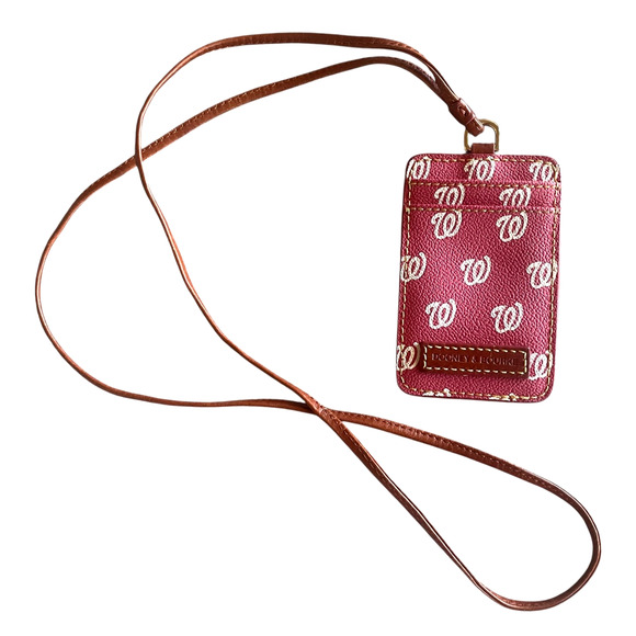 DOONEY & BOURKE Washington Nationals Lanyard Red Pebbled Leather ID Badge Holder